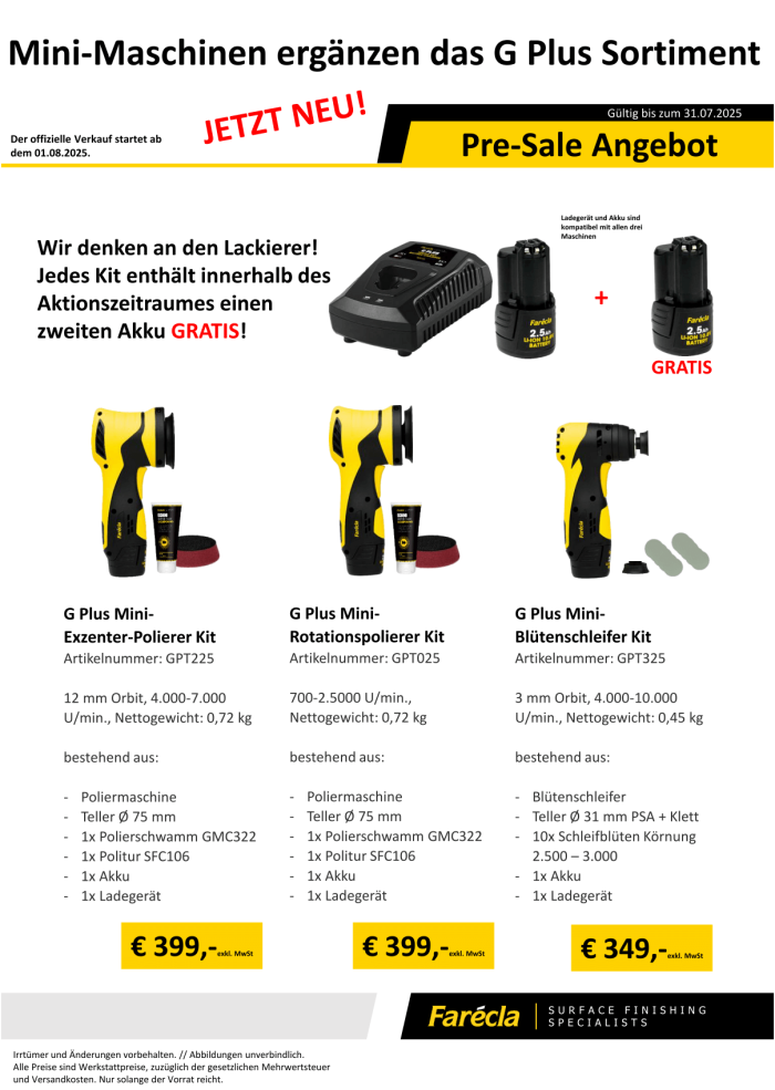 Farecla Pre-Sale Angebot